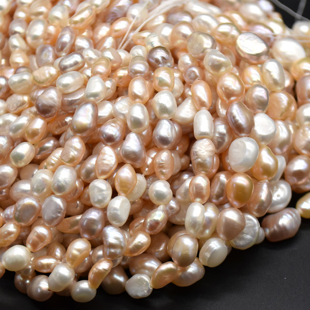 Natural Mixed Pink White Purple Freshwater Baroque Pearl Nugget Beads - 7mm - 10mm - 14" long