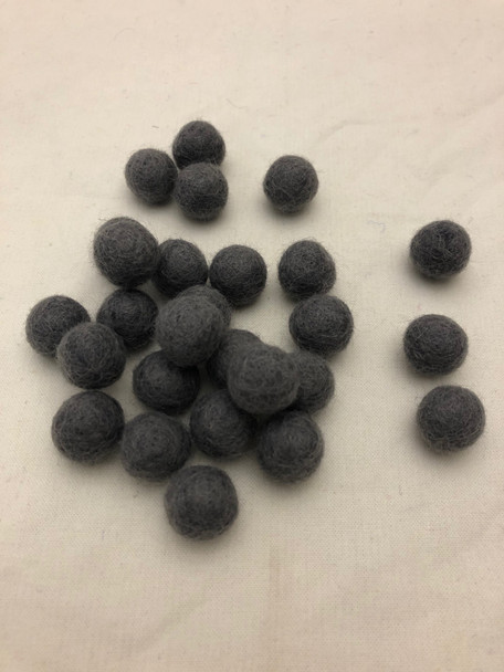 100% Wool Felt Balls - approx 1.8cm - Limited colour - Dark Battleship Grey - 25 count / 100 count