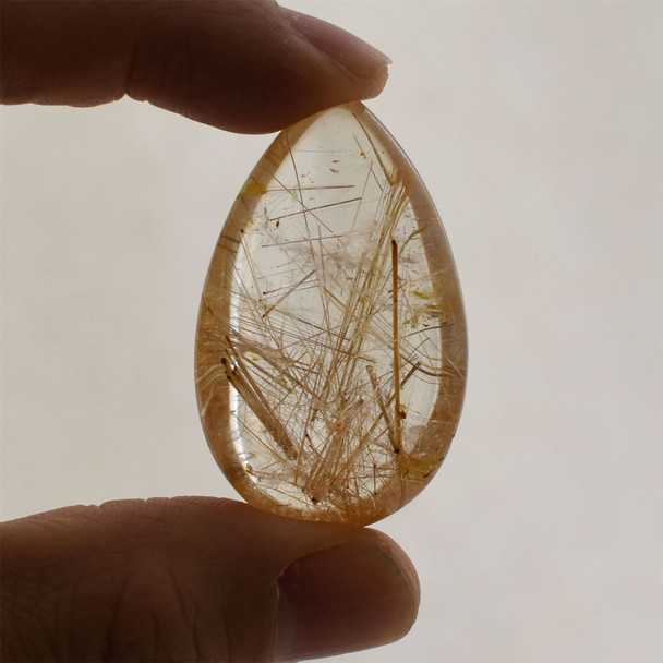 Natural Gold Rutilated Quartz Teardrop Semi-precious Gemstone Pendant - Approx 3cm - 5cm - No drilled beading hole