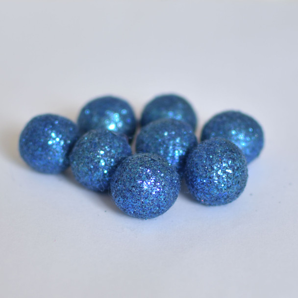 100% Wool Felt Glitter Balls - 10 Count - 2cm - Dark Blue