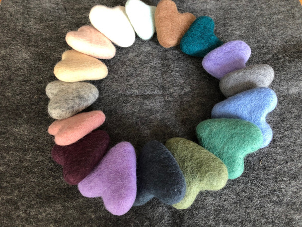 100% Wool Felt Heart - 6cm -  5 Count - Various Colours