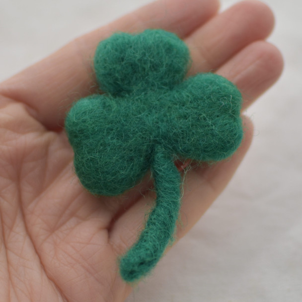 100% Wool Felt Shamrock Clover Leaf - 8.5cm - 3 Count - Forest Green