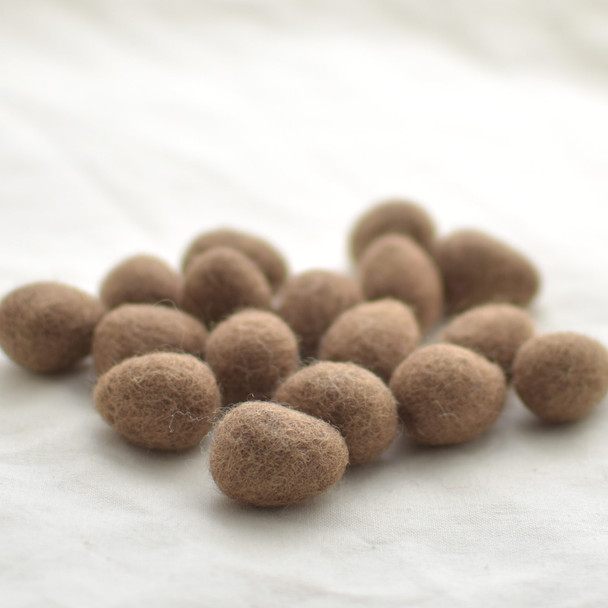 100% Wool Felt Eggs / Raindrops - 10 Count - Light Brown