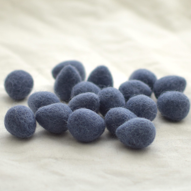 100% Wool Felt Eggs / Raindrops - 10 Count - Smoke Blue