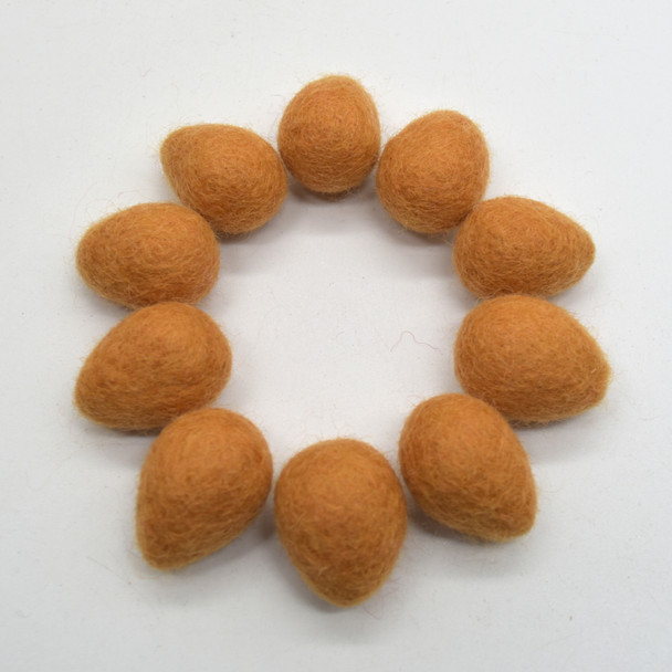 100% Wool Felt Eggs / Raindrops - 10 Count - Persian Orange