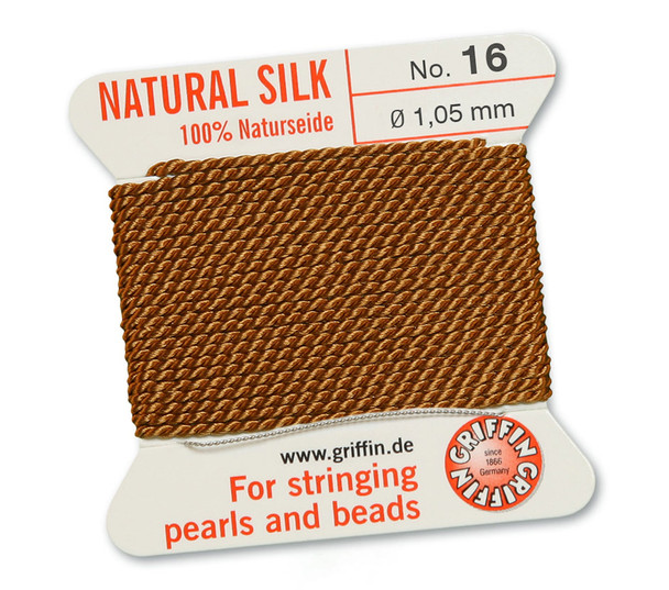 GRIFFIN 100% Natural Silk Bead Cord / String / Thread for stringing Pearls or Beads - Carnelian - choose from 13 Sizes - 3 Packs