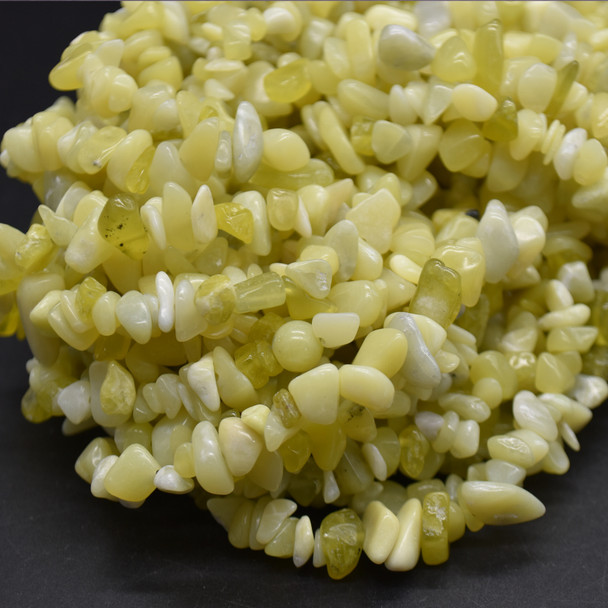High Quality Grade A Natural Butter Jade Semi-precious Gemstone Chips Nuggets Beads - 5mm - 8mm, approx 32" Strand