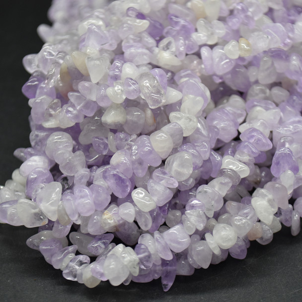 High Quality Grade A Natural Mauve Amethyst Semi-precious Gemstone Chips Nuggets Beads - 5mm - 8mm, approx 32" Strand