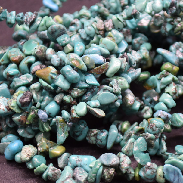 High Quality Grade A Natural Turquoise Semi-precious Gemstone Chips Nuggets Beads - 5mm - 8mm, approx 32" Strand