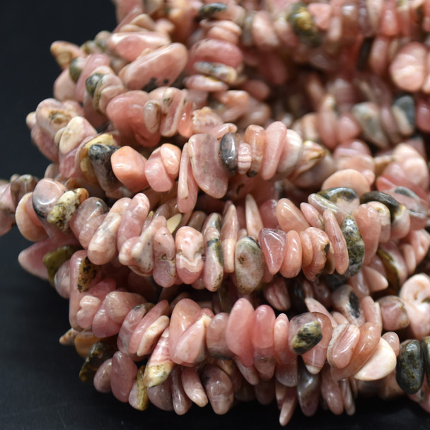 High Quality Grade A Natural Rhodochrosite Semi-precious Gemstone Chips Nuggets Beads - 5mm - 8mm, approx 32" Strand