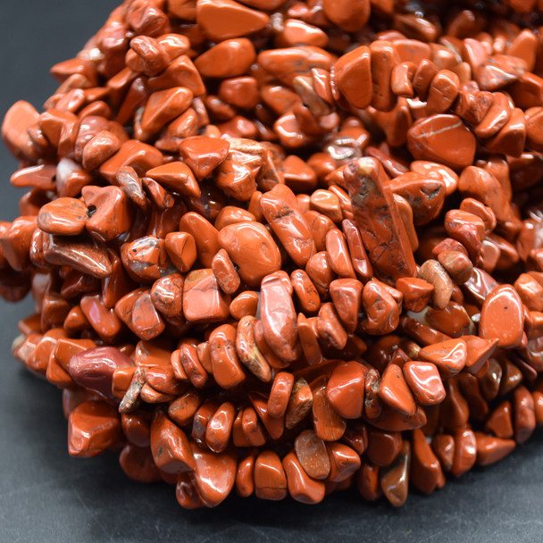 High Quality Grade A Natural Red Jasper Semi-precious Gemstone Chips Nuggets Beads - 5mm - 8mm, approx 32" Strand