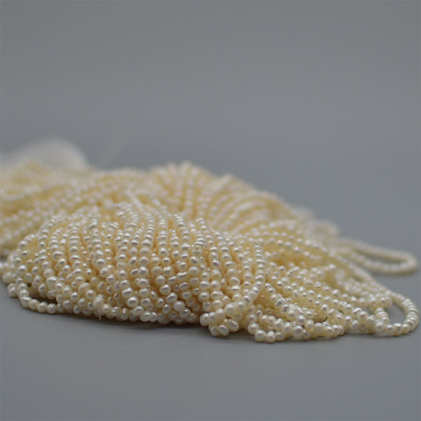 High Quality Grade A Natural Freshwater Potato Pearl Beads - White - approx 3mm - 4mm - approx 14" long