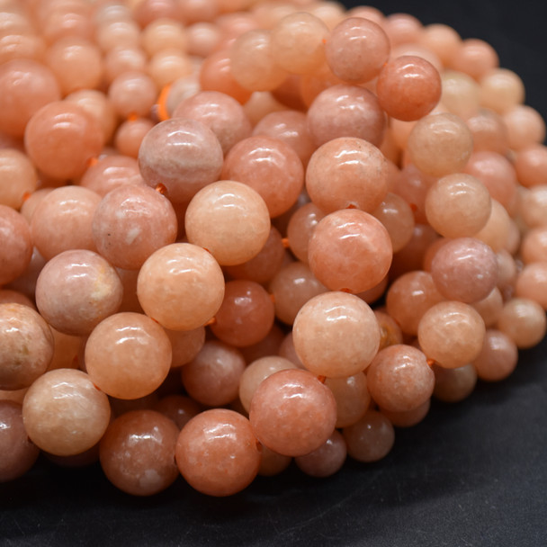 High Quality Grade A Natural Peach Calcite Semi-precious Gemstone Round Beads - 6mm, 8mm, 10mm sizes - 15" strand