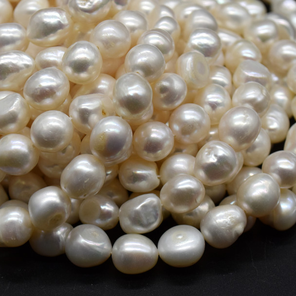 Natural Freshwater Baroque Nugget Pearl Beads - White - approx 10mm - 11mm - approx 14.5" long