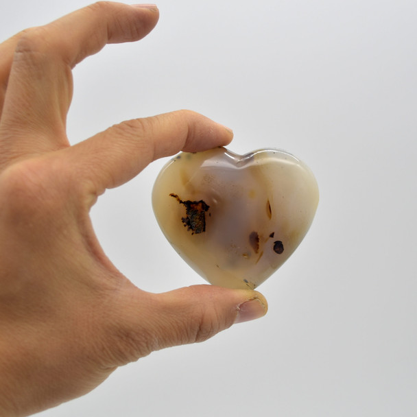 High Quality Natural Dendritic Agate Heart Semi-precious Gemstone Heart - 1 Gemstone Heart - 122 grams - #8
