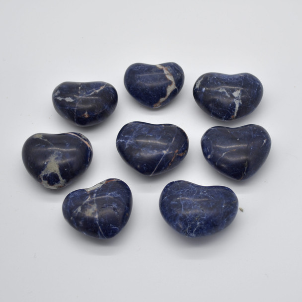 High Quality Natural Sodalite Semi-precious Gemstone Heart - 1 Gemstone Heart - 70g - 90g - approx 5.5 x 4cm