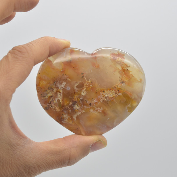 High Quality Natural Flower Agate Heart Semi-precious Gemstone Heart - 1 Gemstone Heart - 152 grams - #5