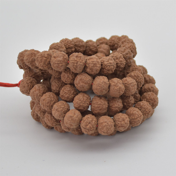 Natural Rudraksha Seed Rondelle / Barrel Beads - 108 beads - Mala Prayer Beads - 10mm - 12mm x 7mm