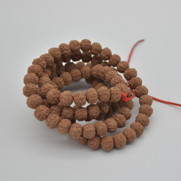 Natural Rudraksha Seed Rondelle / Barrel Beads - 114 beads - Mala Prayer Beads - 8mm - 10mm x 5mm