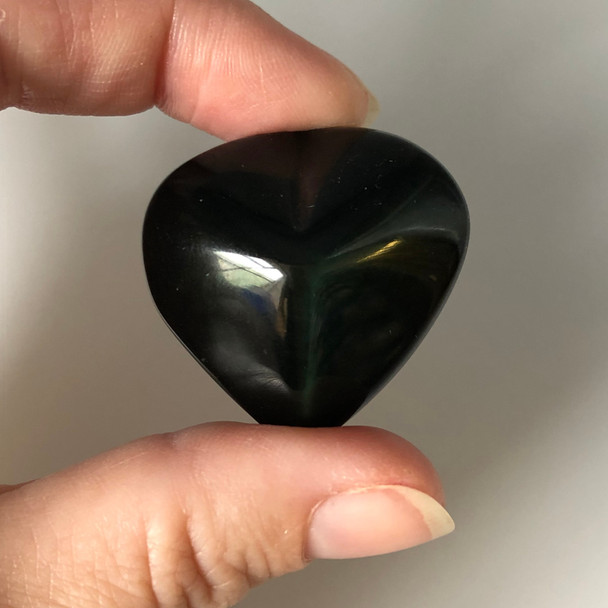 High Quality Natural Rainbow Obsidian Semi-precious Gemstone Heart - 1 Gemstone Heart - 15g - 25g - approx 3cm x 3cm #01