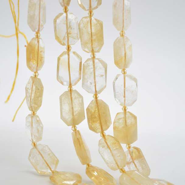 High Quality Grade A Citrine Semi-precious Gemstone Edge Faceted Rectangle Beads - approx 15mm - 22mm - 15" long