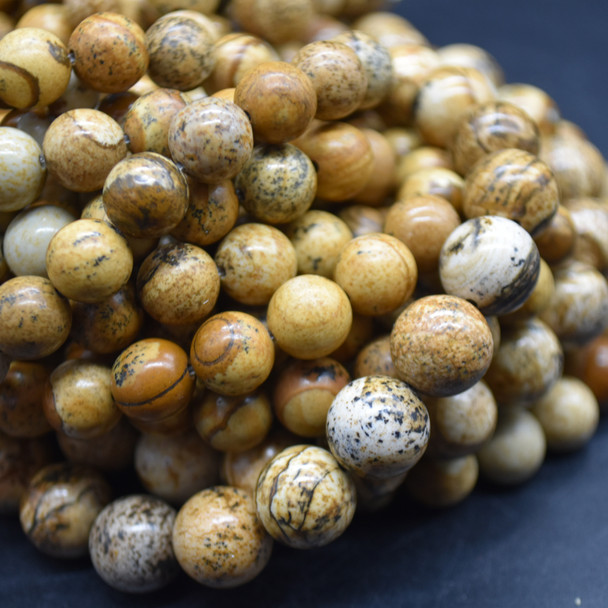 High Quality Grade A Natural Picture Jasper Semi-Precious Gemstone Round Beads - 4mm, 6mm, 8mm, 10mm