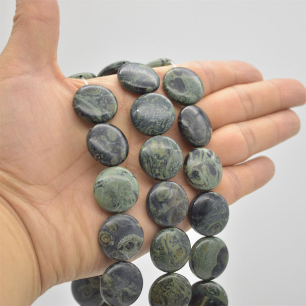 High Quality Grade A Natural Kambaba Jasper Semi-precious Gemstone Disc Coin Beads - approx 20mm - 15" long strand