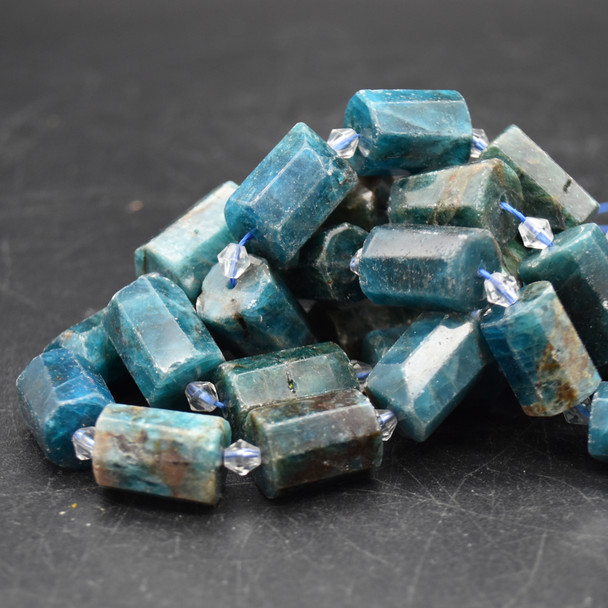 High Quality Grade A Natural Apatite Semi-precious Gemstone Faceted Tube Beads - approx 15"strand