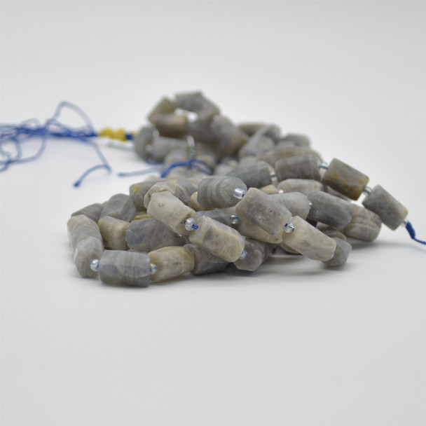 High Quality Grade A Natural Labradorite Semi-precious Gemstone FROSTED MATT Tube Beads - approx 15" strand