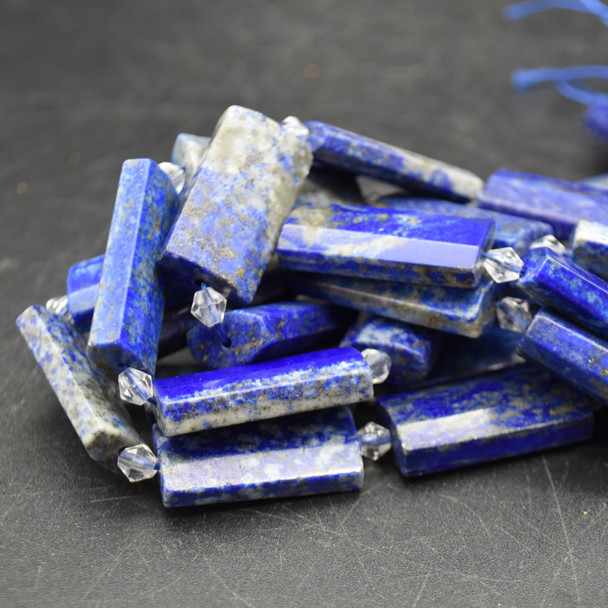 High Quality Grade A Natural Lapis Lazuli Semi-precious Gemstone Pillow / Rectangle / Pendant / Beads - approx 15" strand