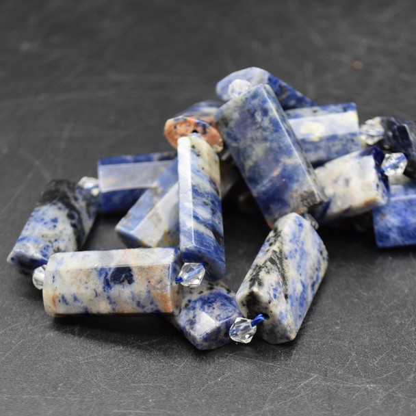 High Quality Grade A Natural Sodalite Semi-precious Gemstone Pillow / Rectangle / Pendant / Beads - approx 15" strand