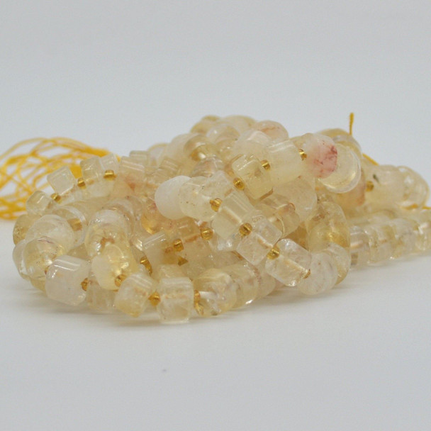 High Quality Grade A Hand Polished Citrine Semi-Precious Gemstone Rondelle / Spacer Beads - approx 10mm x 5mm - 15" strand