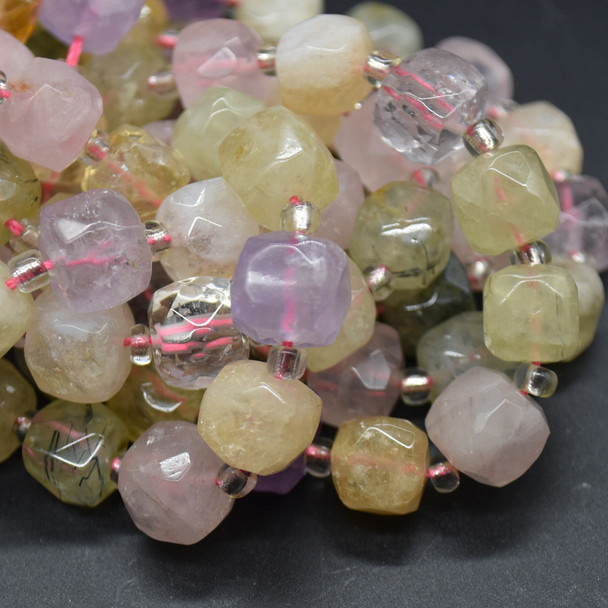 High Quality Grade A Natural Mixed Stones Semi-precious Gemstone Faceted Cube Beads - 8mm - 15" long strand