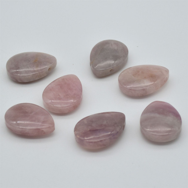 Natural Madagascar Rose Quartz Teardrop Shaped Semi-precious Gemstone Pendant - Approx  3.5cm x 2.5cm - 1  count