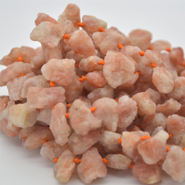 Raw Natural Sunstone Semi-precious Gemstone Small  Chunky Nugget Beads - approx 13mm x 15mm  - approx 16" long strand
