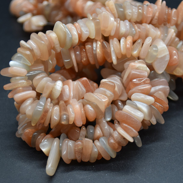 High Quality Grade A Natural Peach Moonstone Semi-precious Gemstone Chunky Chips Nuggets Beads - 8mm - 15mm x 1mm - 6mm - 15" strand