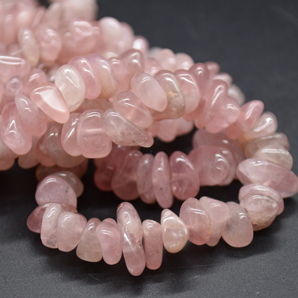 High Quality Grade A Natural Rose Quartz Semi-precious Gemstone Chunky Chips / Nuggets Beads - approx 8mm - 15mm x 1mm - 6mm -  15" strand