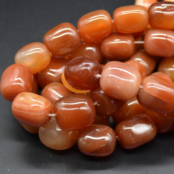 High Quality Grade A Natural Red Banded Agate Semi-precious Gemstone Large Nugget Beads - approx 15mm - 20mm x 12mm - 15mm - 15" long