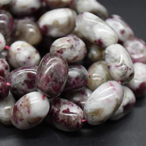 Natural Pink Tourmaline Semi-precious Gemstone Large Nugget Beads - approx 12mm - 16mm x 10mm - 12mm - 15" long