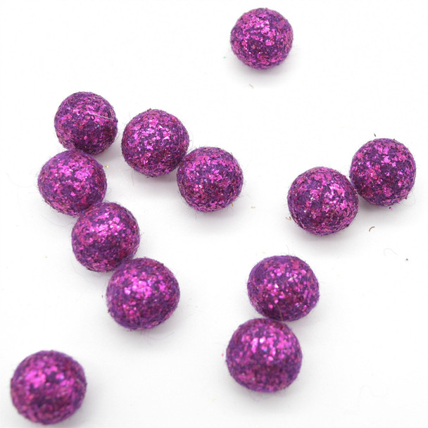 Glitter Felt Balls - 1.6cm - 1.7cm - 12 Count - Dark Purple
