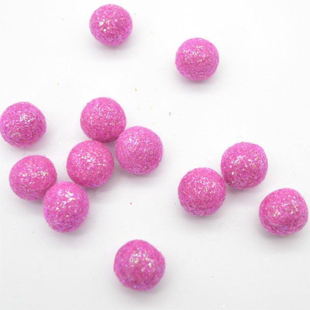 Glitter Felt Balls - 1.6cm - 1.7cm - 12 Count - Light Pink