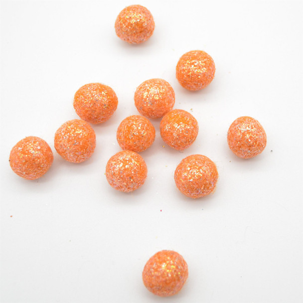 Glitter Felt Balls - 1.6cm - 1.7cm - 12 Count - Orange