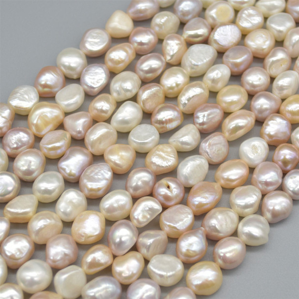 High Quality Grade A Natural Freshwater Baroque Nugget Pearl Beads - Mixed Pink White Purple - approx 10mm - 11mm - approx 14" strand