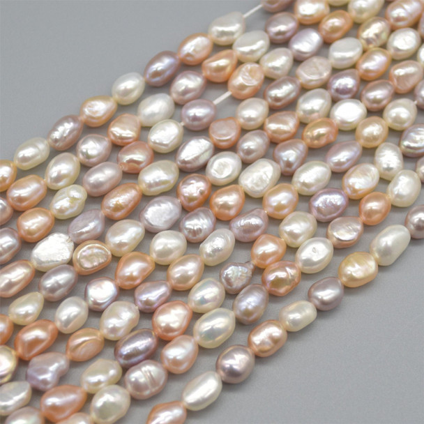 High Quality Grade A Natural Freshwater Baroque Nugget Pearl Beads - Mixed Pink White Purple - approx 6mm - 7mm - approx 14" strand