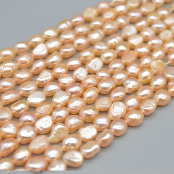 High Quality Grade A Natural Freshwater Baroque Nugget Pearl Beads - Pink / Peach - approx 8mm - 9mm - approx 14" strand