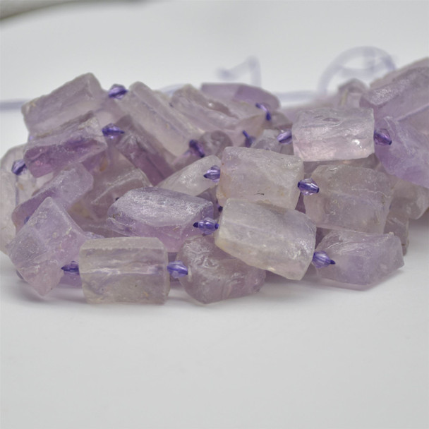 Raw Natural Amethyst Rectangle Semi-precious Gemstone Beads - 18mm x 13mm - approx 15" strand