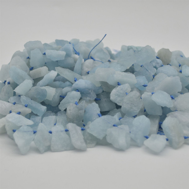 Raw Natural Aquamarine Semi-precious Gemstone Nugget Beads - approx 15mm - 20mm - approx 15" strand