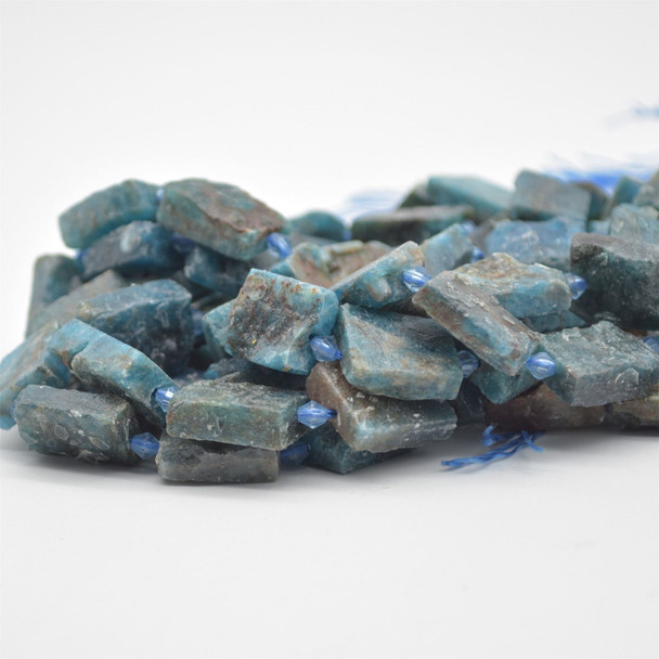 Raw Natural Apatite Rectangle Semi-precious Gemstone Beads - 18mm x 13mm - approx 15" strand