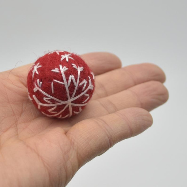 Felt Christmas Embroidered Snowflake Bauble Felt Ball - 20 Count - Pick and Mix - 2.5cm Felt Christmas Embroidered Snowflake Bauble Felt Ball - 20 Count - Pick and Mix - 2.5cm