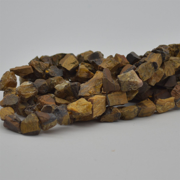 Raw Hand Polished Natural Tiger Eye Semi-precious Gemstone Nugget Beads - approx 7mm - 8mm x 9mm - 10mm - approx 15" strand